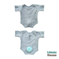 Baby Premium Furry Romper with Bunny Bonnet O232 | 3M | Baby Blue