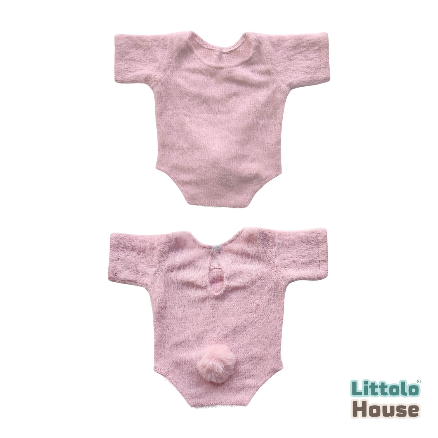 Baby Premium Furry Romper with Bunny Bonnet O232 | 3M | Light Pink