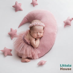 Baby Girl Net Frill Tutu Skirt with Pearl Headband O234 | NB | Light Pink