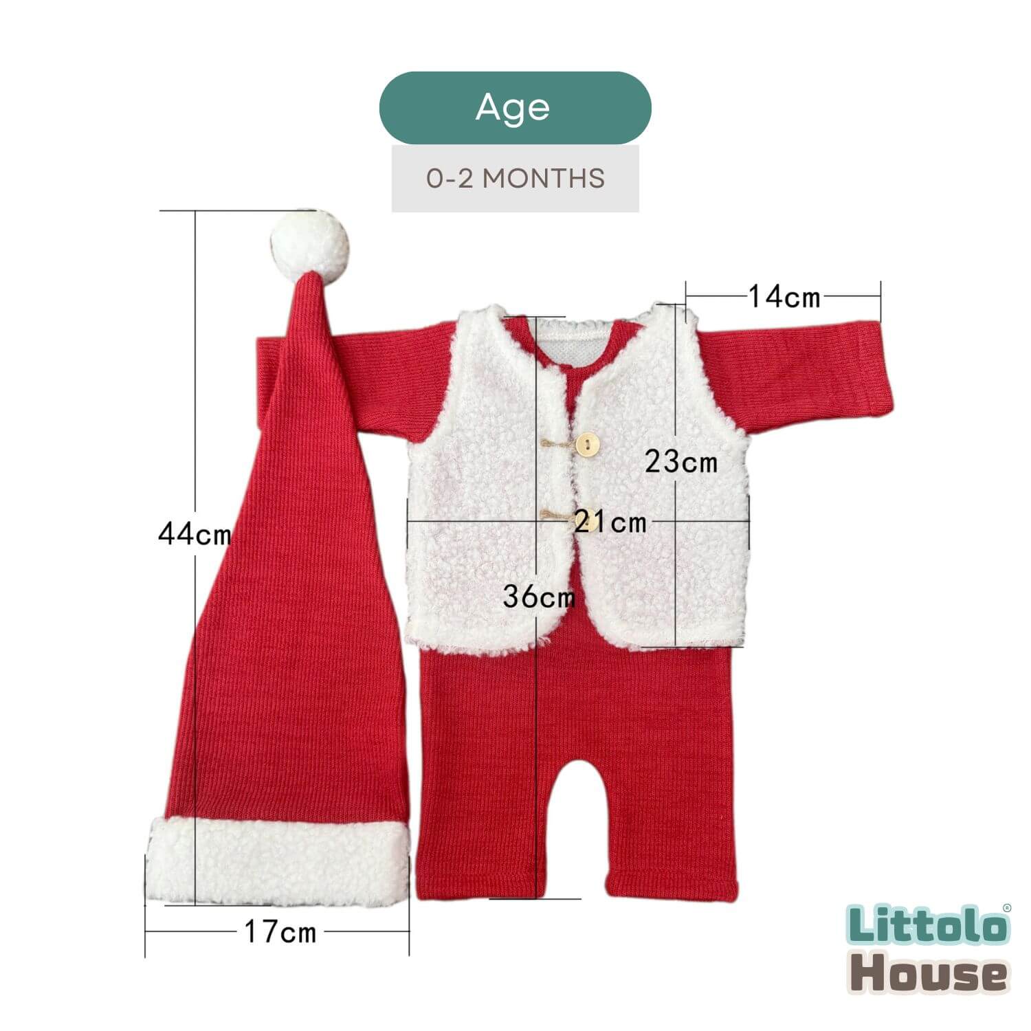 Baby Christmas Santa Romper with Jacket & Sleepy Hat O237 | 2M | Red