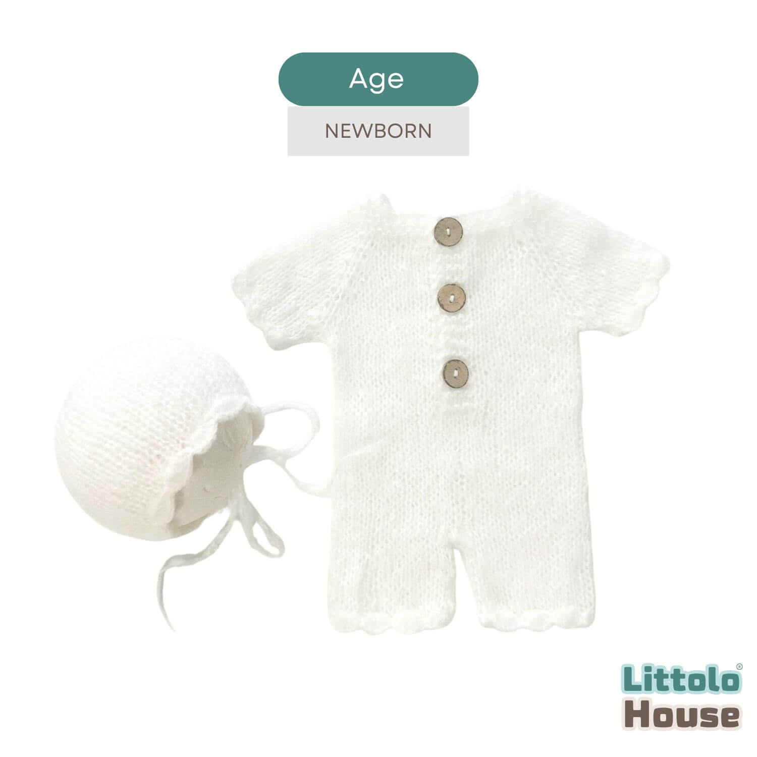 Baby Cozy Knit Romper with Bonnet O240 | NB | Off White