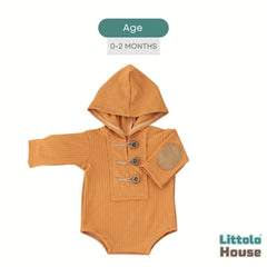 Baby Ribbed Hooded Romper O245 | 2M | Mustard