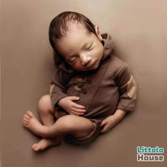 Baby Ribbed Hooded Romper O245 | 2M | Peanut