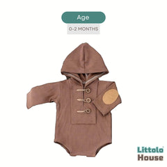 Baby Ribbed Hooded Romper O245 | 2M | Peanut