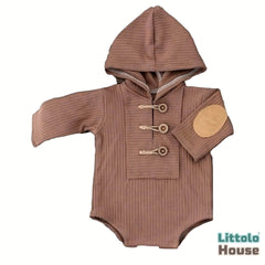 Baby Ribbed Hooded Romper O245 | 2M | Peanut