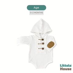 Baby Ribbed Hooded Romper O245 | 2M | White