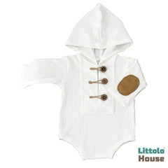 Baby Ribbed Hooded Romper O245 | 2M | White