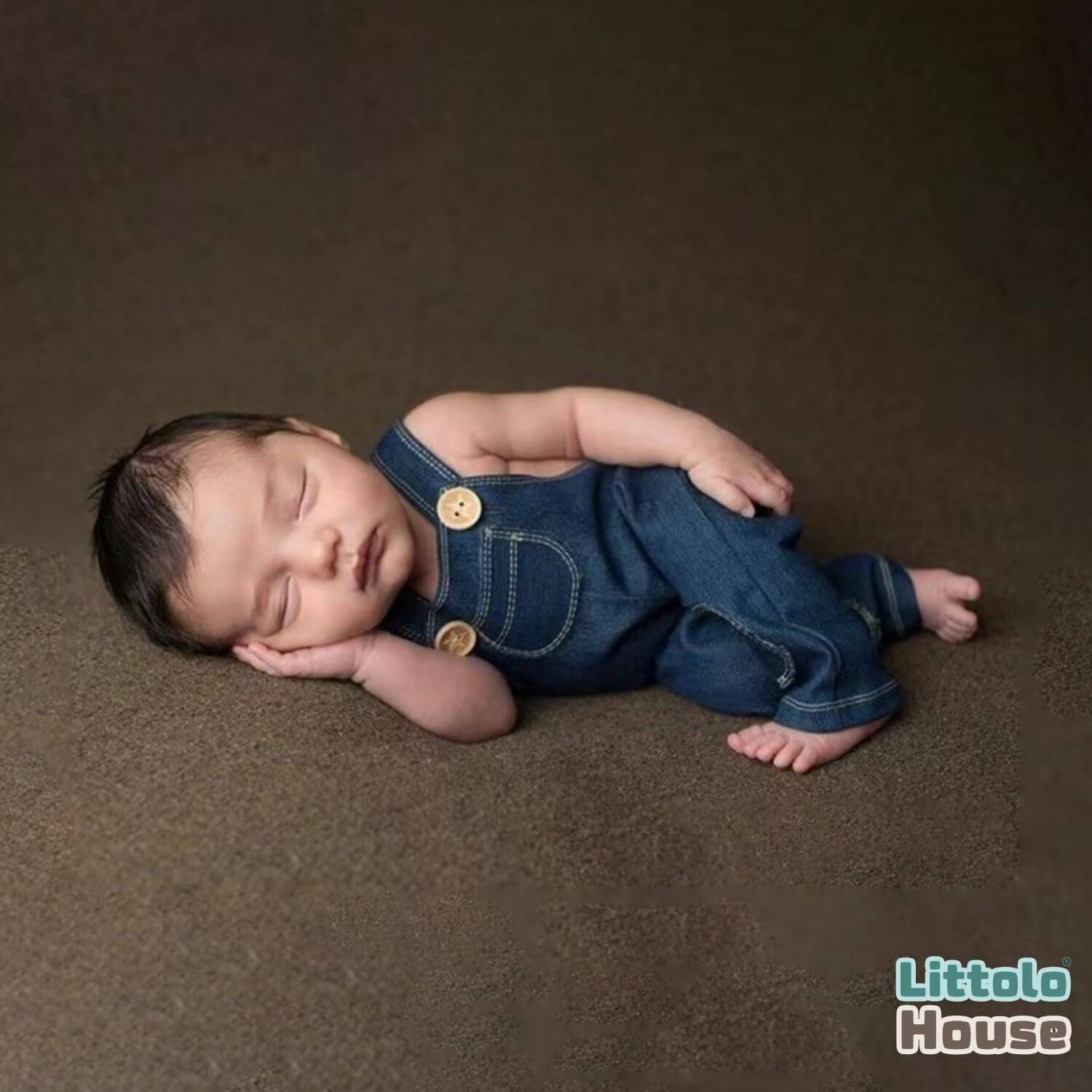 Baby Dungaree Romper with Cap & Goggles O246 | NB | Denim Blue