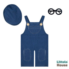 Baby Dungaree Romper with Cap & Goggles O246 | NB | Denim Blue