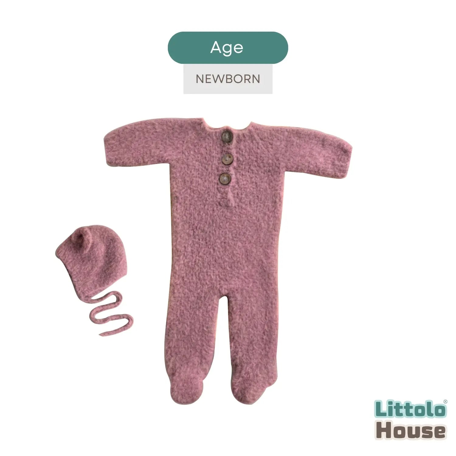 Baby Premium Soft Wool Romper with Bonnet O247 | NB | Brandy Rose