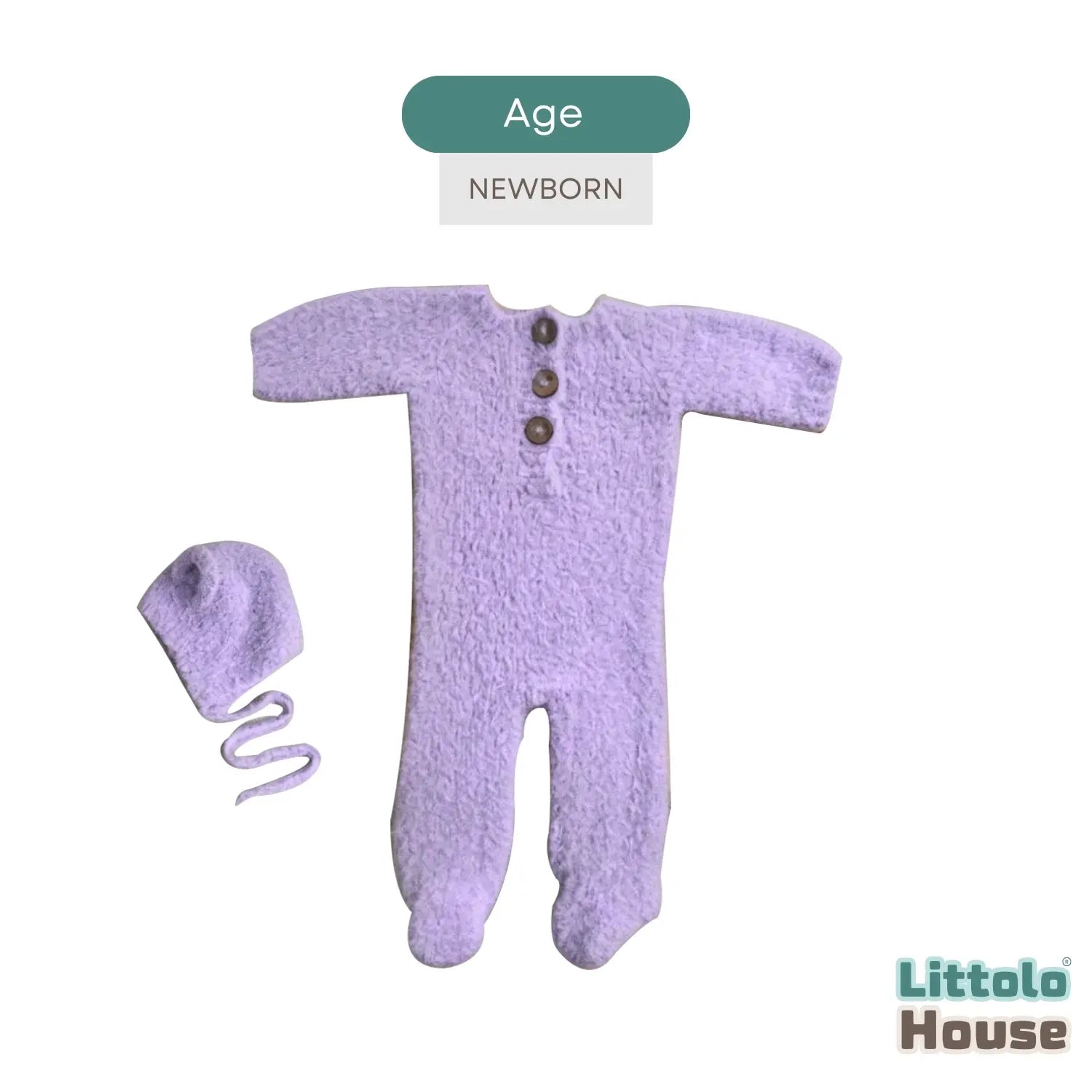 Baby Premium Soft Wool Romper with Bonnet O247 | NB | Light Lavander