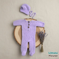 Baby Premium Soft Wool Romper with Bonnet O247 | NB | Light Lavander