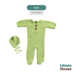 Baby Premium Soft Wool Romper with Bonnet O247 | NB | Pistachio