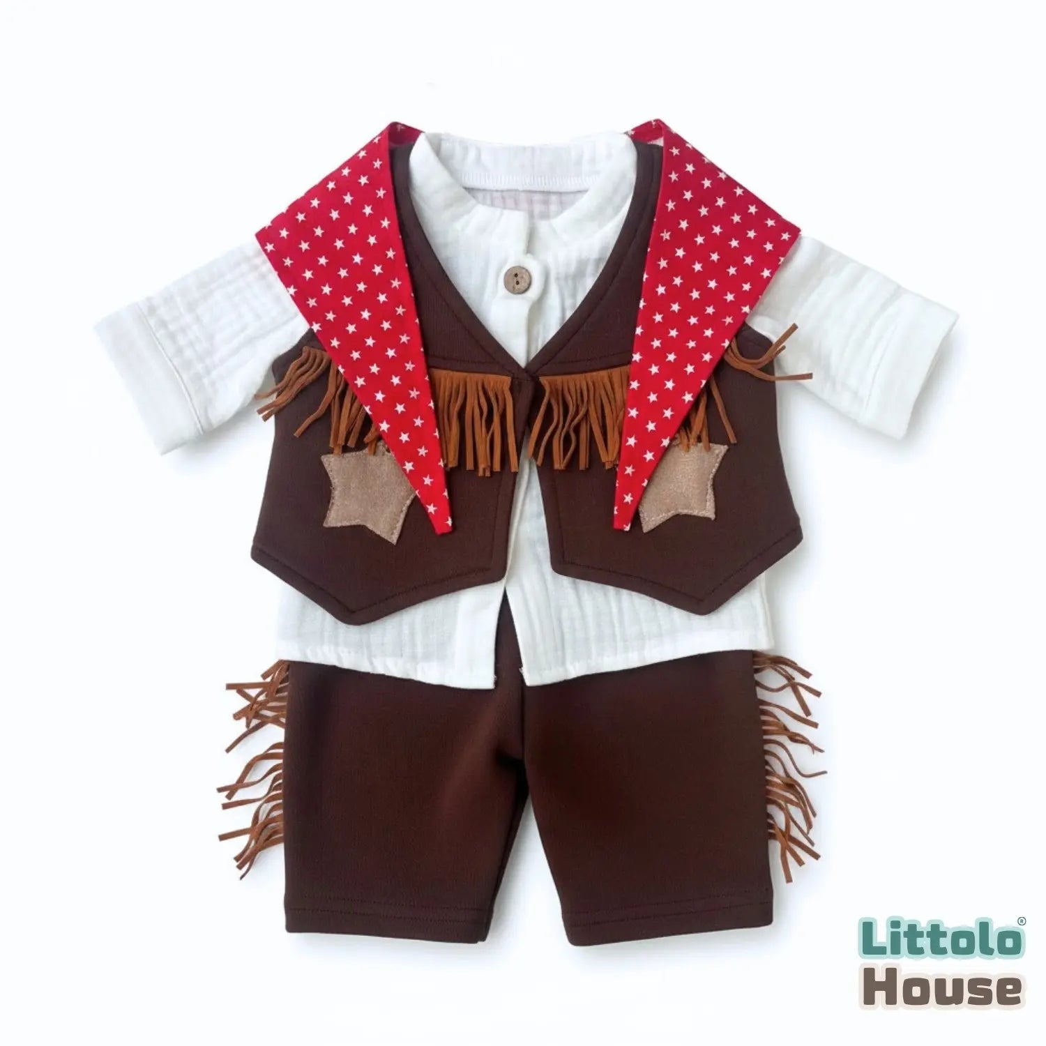Baby Classic Western Cowboy Costume O248 | NB | White Brown