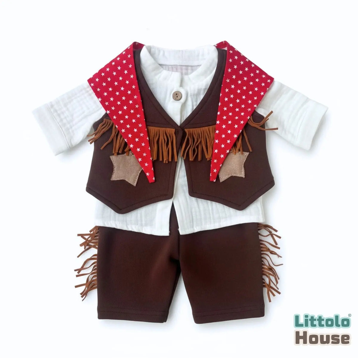 Baby Classic Western Cowboy Costume O248 | NB | White Brown