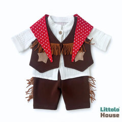 Baby Classic Western Cowboy Costume O248 | NB | White Brown