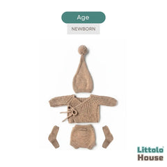 Baby Ribbed Top & Pant Set with Hat O249 | NB | Oat