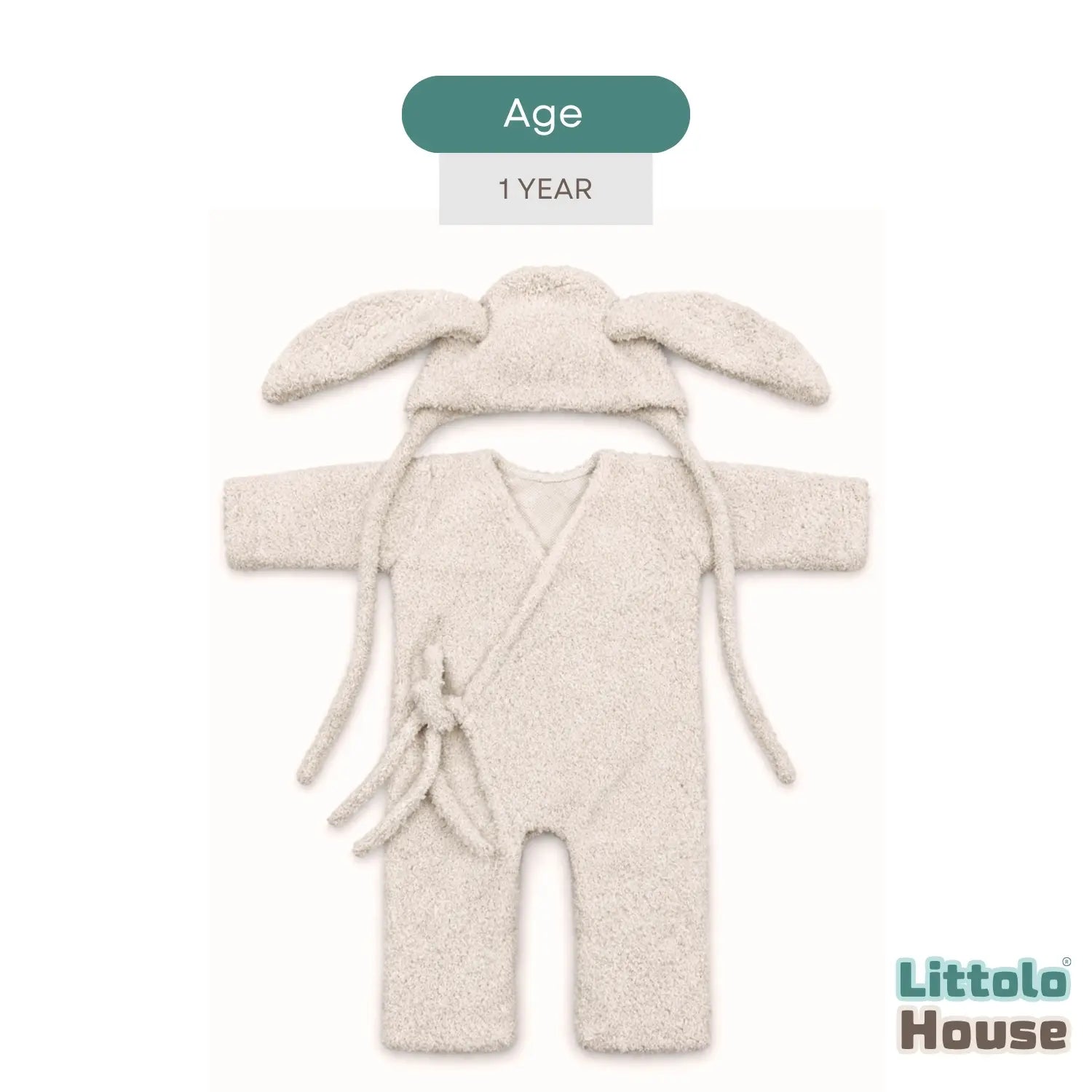 Baby Cozy Bunny Romper with Bonnet O261 | 1Y | Beige