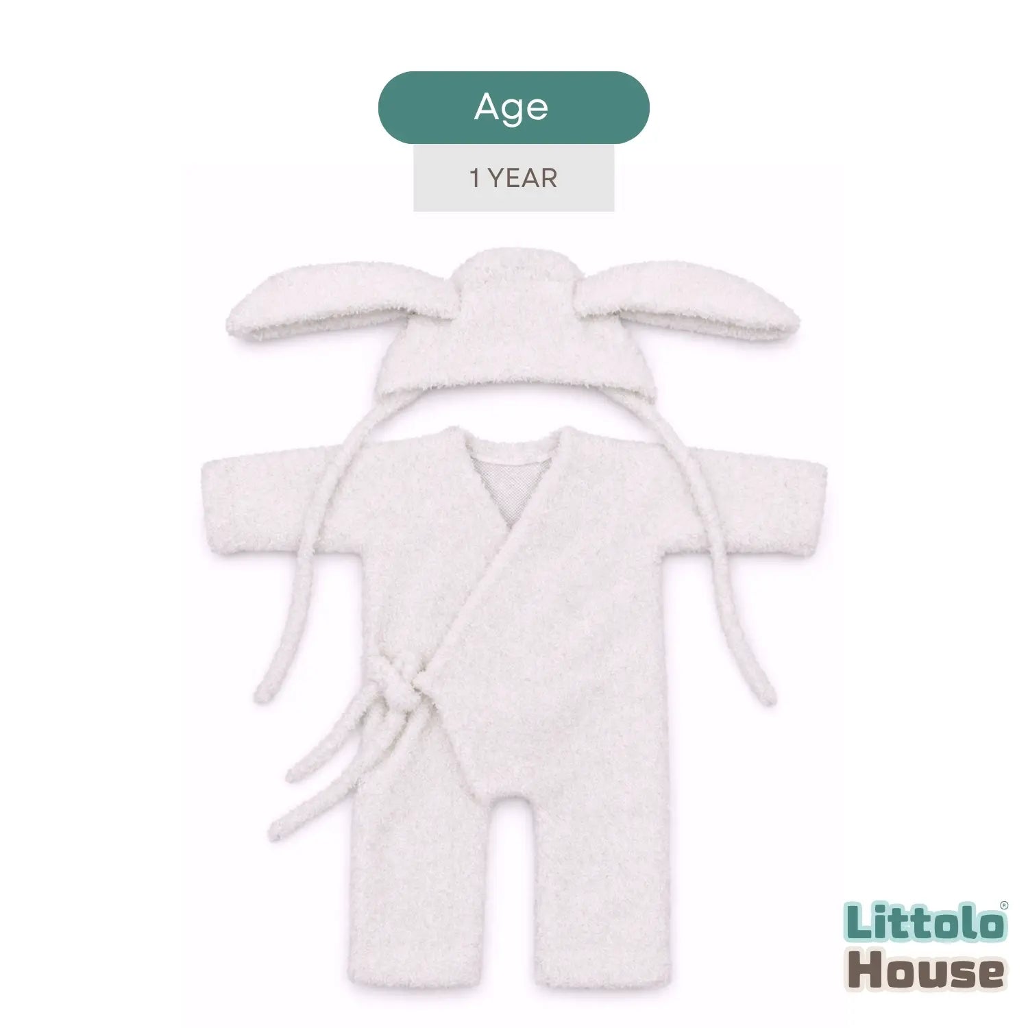 Baby Cozy Bunny Romper with Bonnet O261 | 1Y | Off White