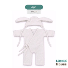 Baby Cozy Bunny Romper with Bonnet O261 | 1Y | Off White