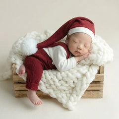 Baby Textured Strapped Romper with Pom Pom Hat O262 | 3M | Maroon