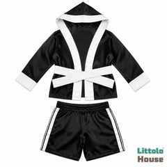 Baby Infant Boxing Robe With Shorts Outfit O268 | 1-3M | Black