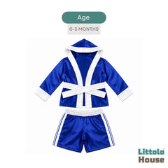 Baby Infant Boxing Robe With Shorts Outfit O268 | 1-3M | Blue