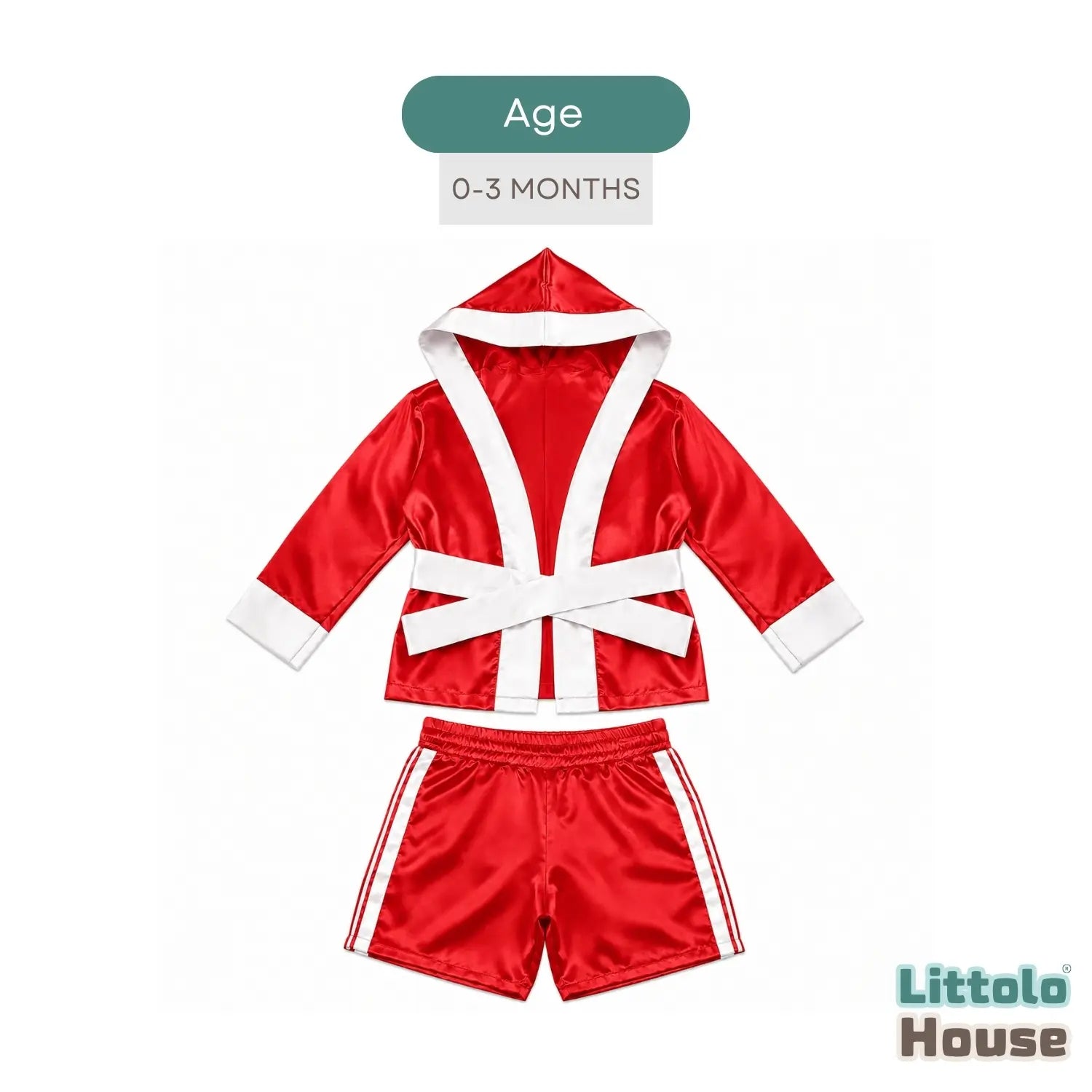 Baby Infant Boxing Robe With Shorts Outfit O268 | 1-3M | Red