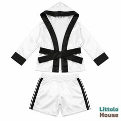 Baby Infant Boxing Robe With Shorts Outfit O268 | 1-3M | White