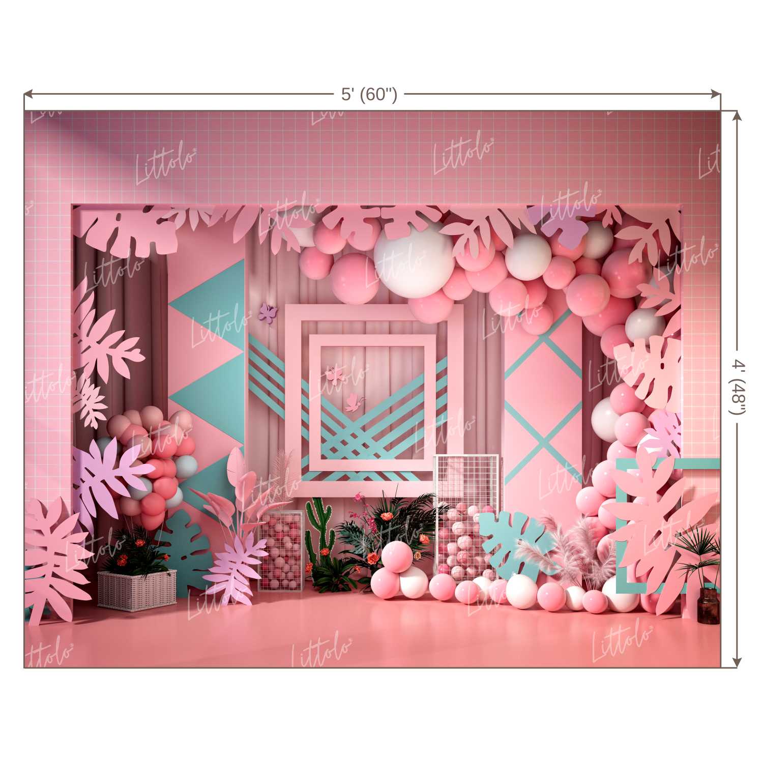 LB0006 Balloons and Cake Smash Backdrop