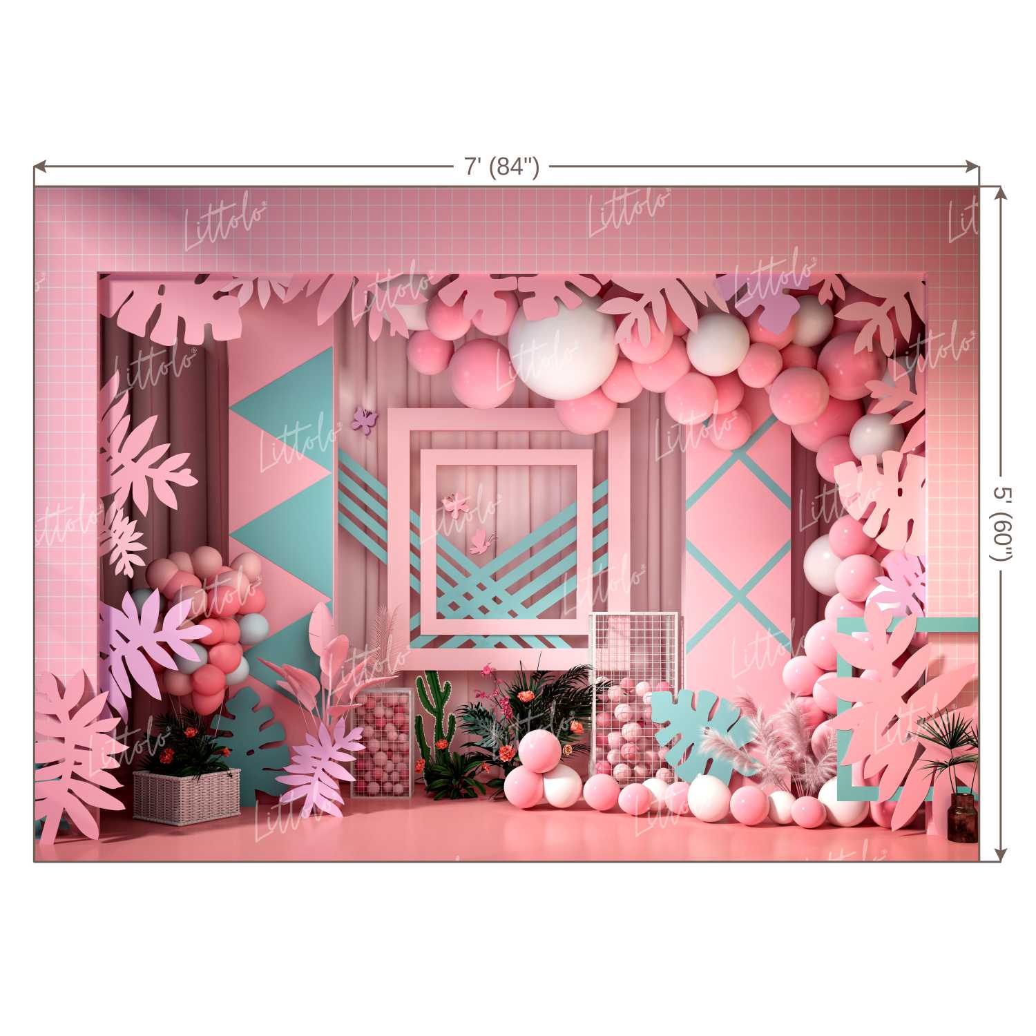 LB0006 Balloons and Cake Smash Backdrop