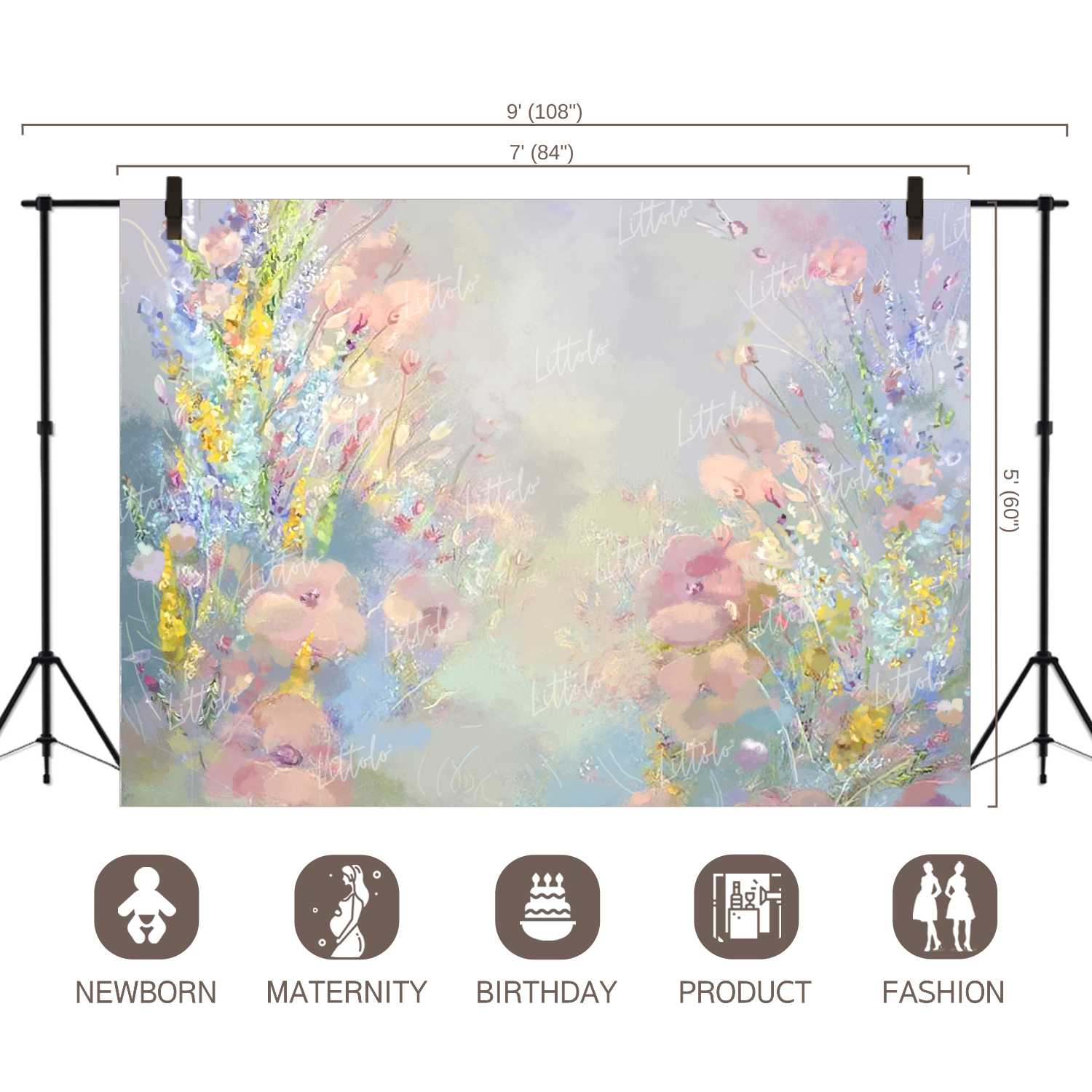 LB0007 Floral and Fine Arts Backdrop