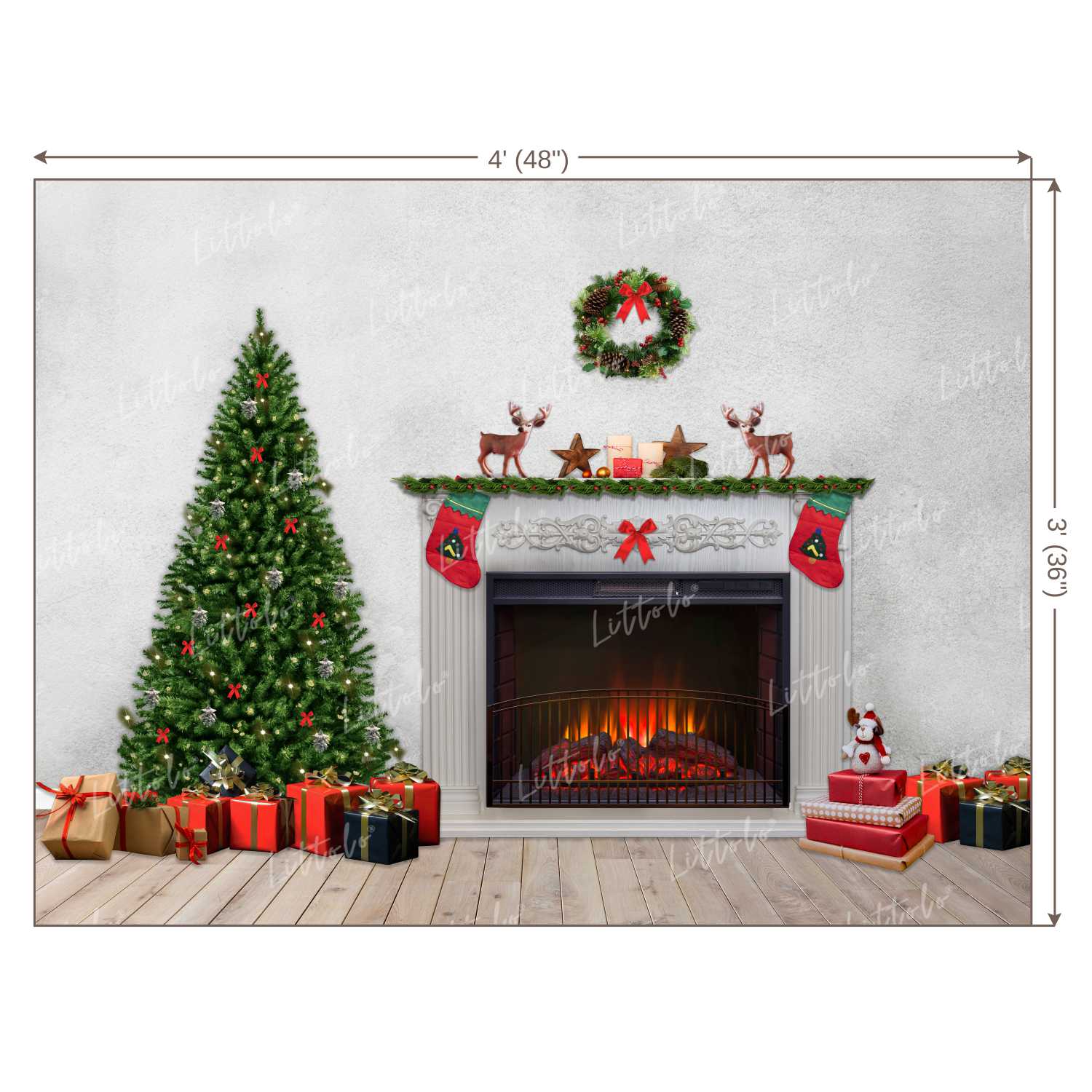 LB0019 Christmas Fireplace Theme Backdrop