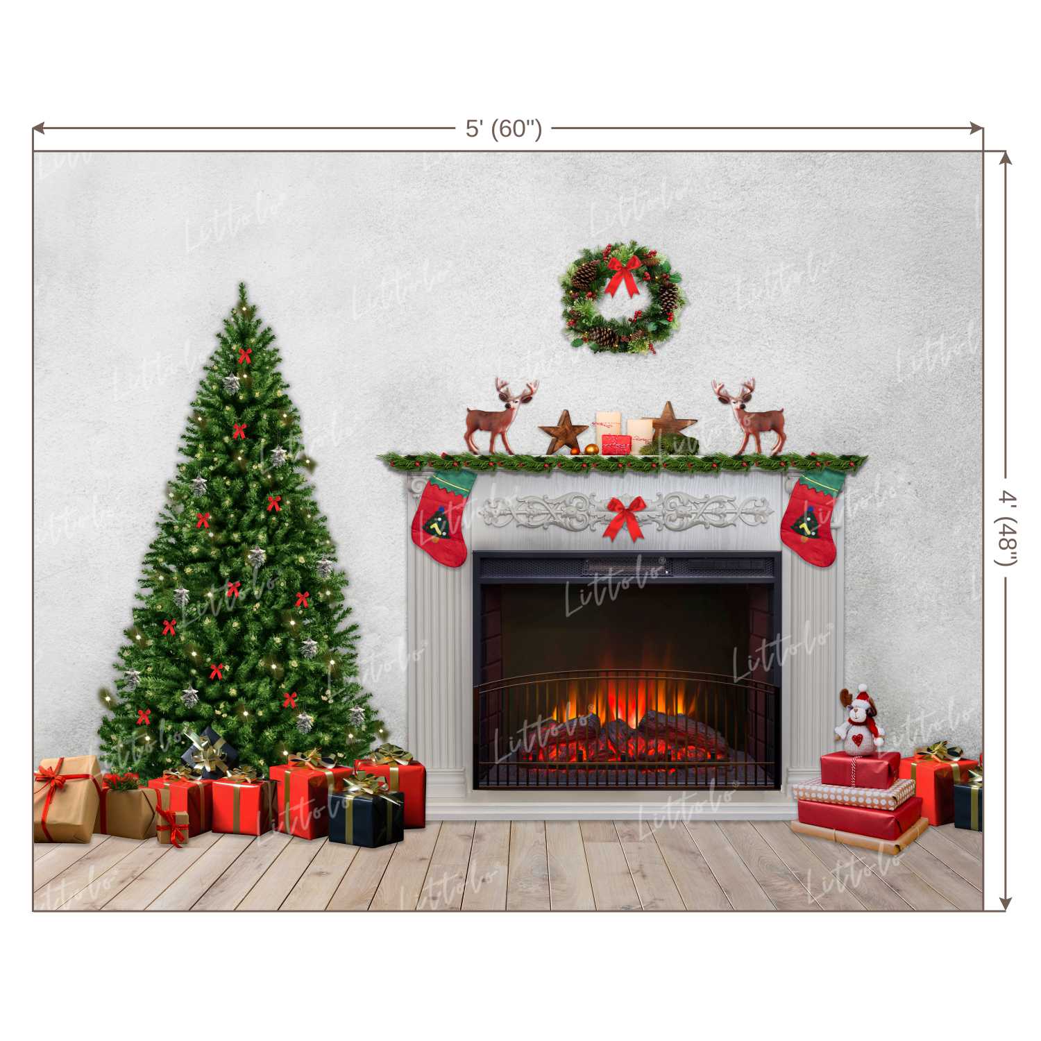 LB0019 Christmas Fireplace Theme Backdrop