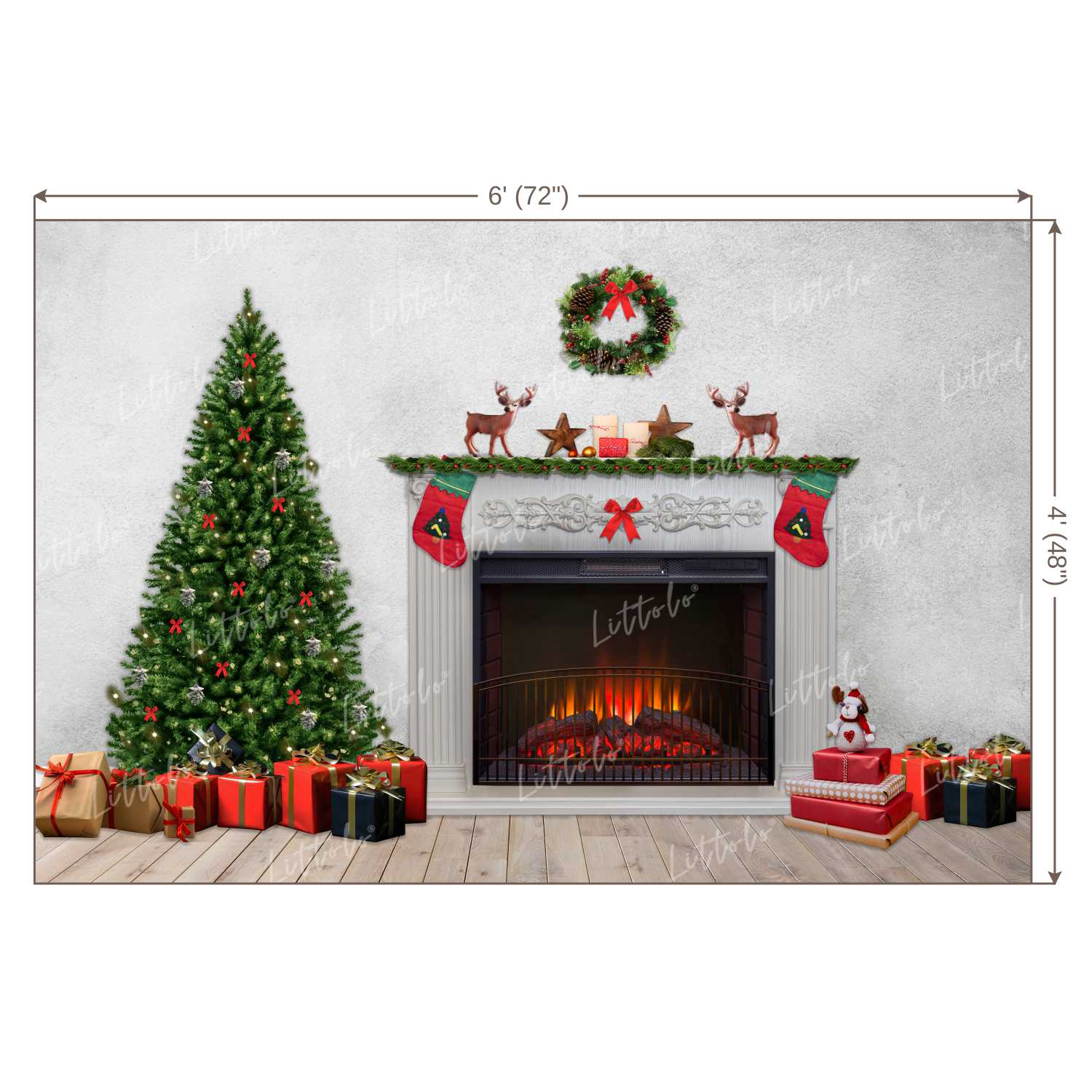 LB0019 Christmas Fireplace Theme Backdrop