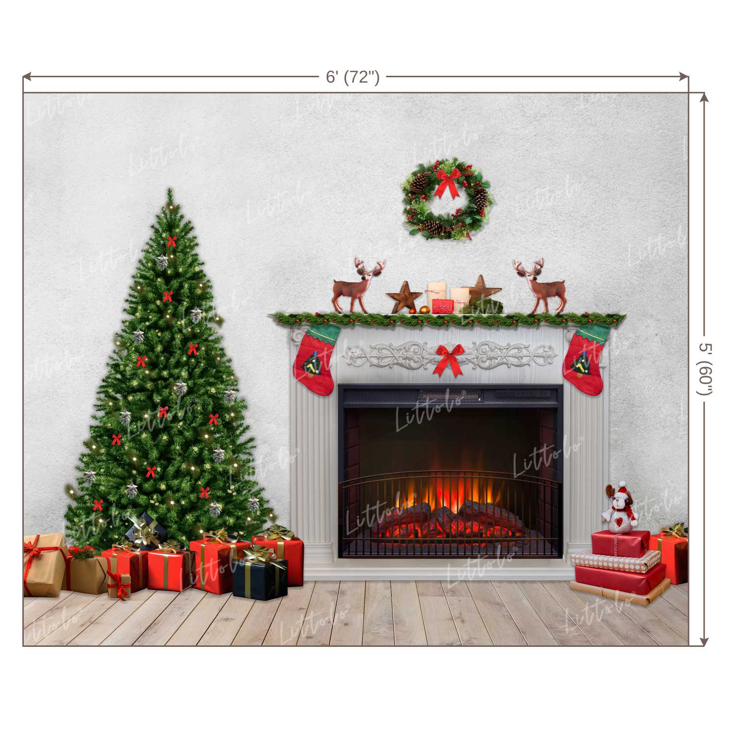 LB0019 Christmas Fireplace Theme Backdrop