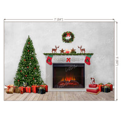 LB0019 Christmas Fireplace Theme Backdrop