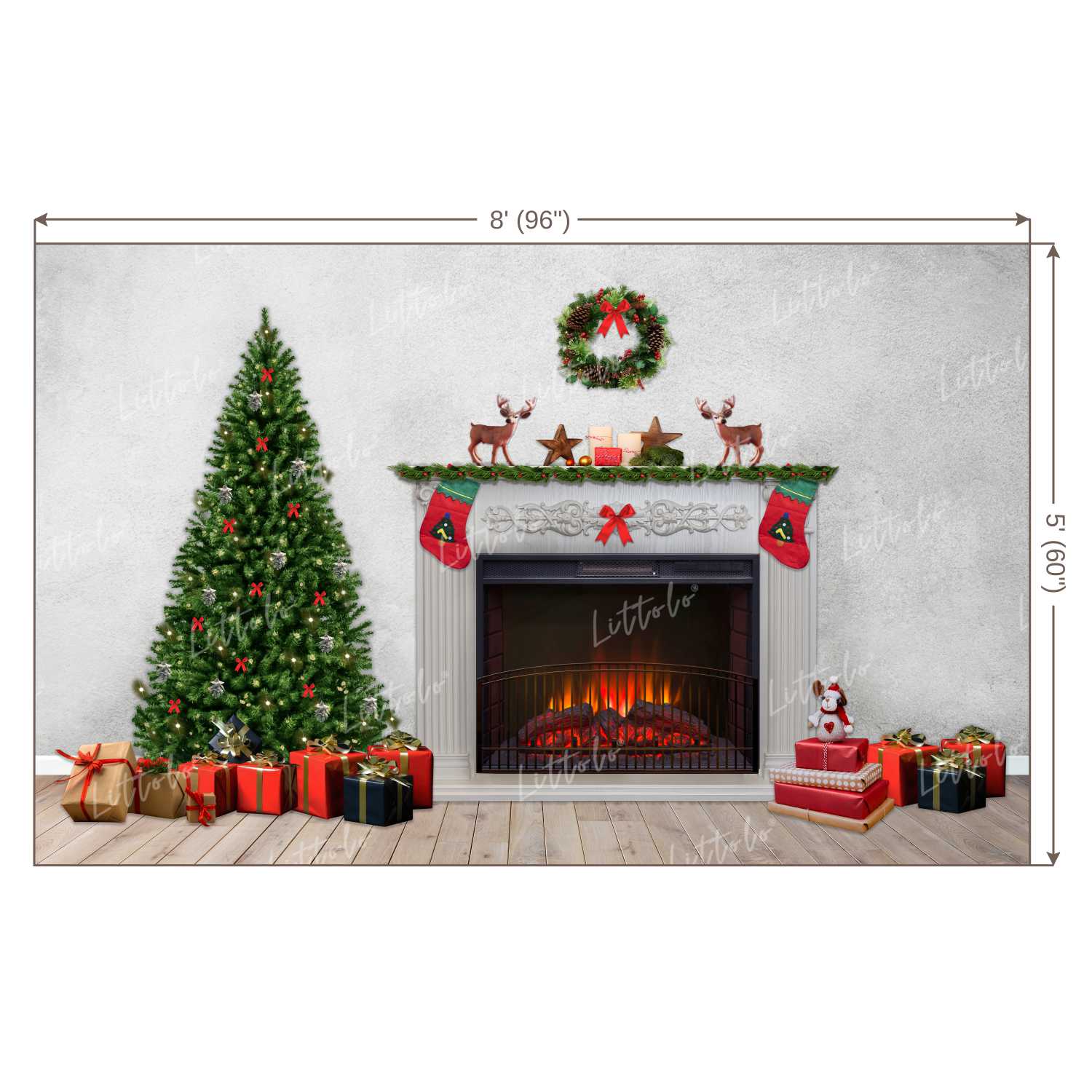 LB0019 Christmas Fireplace Theme Backdrop