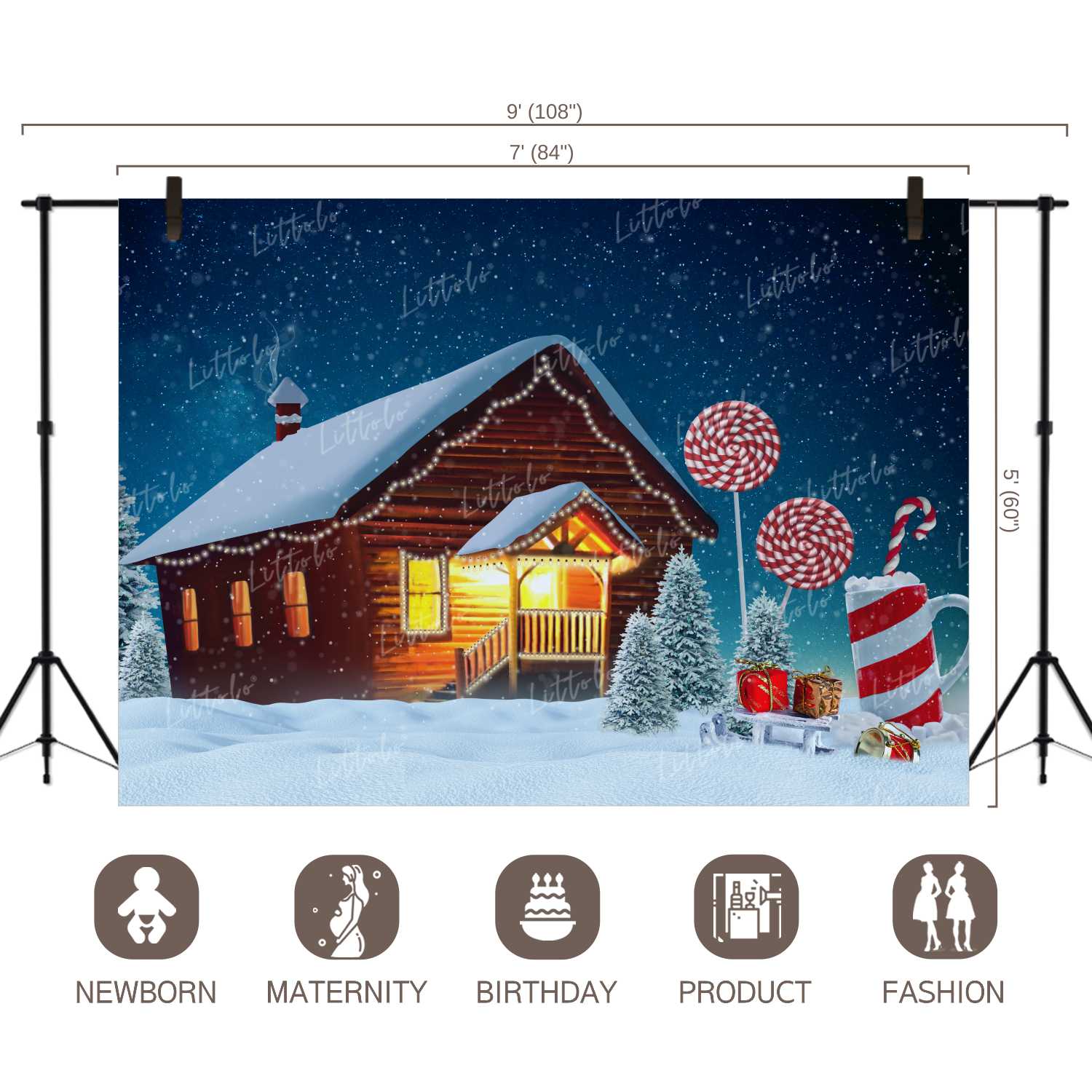 LB0020 Christmas House Outdoors Theme Backdrop