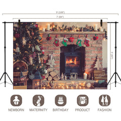 LB0027 Christmas Vintage Fireplace Festivals and Seasons Backdrop