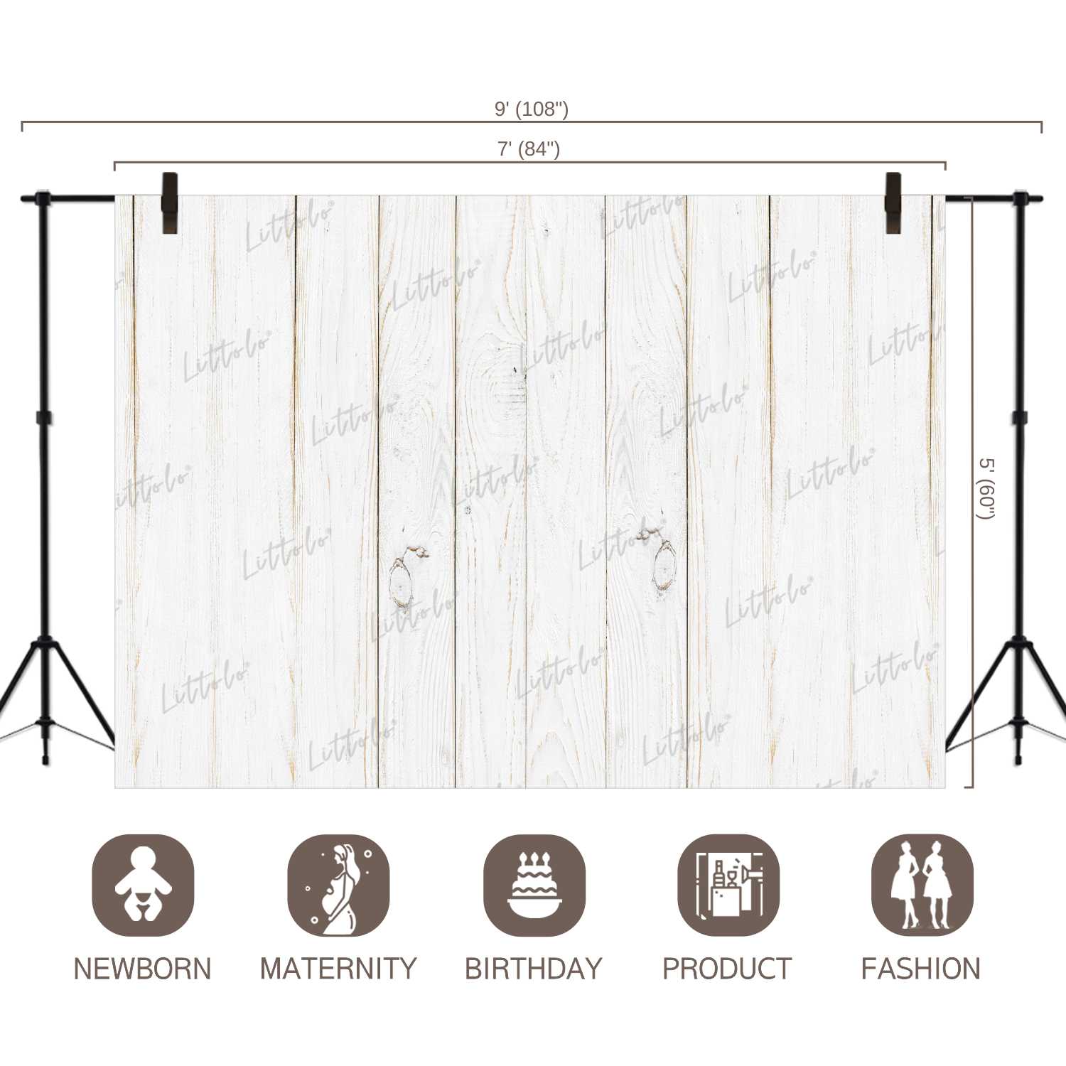 LB0049 White Planks Backdrop