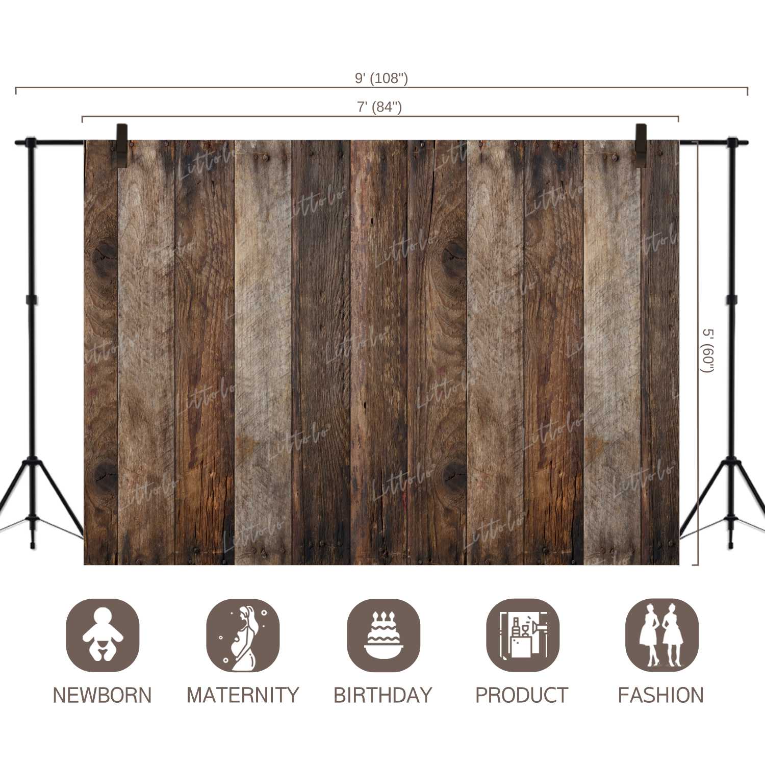 LB0083 Brown Mix Shades Planks Backdrop