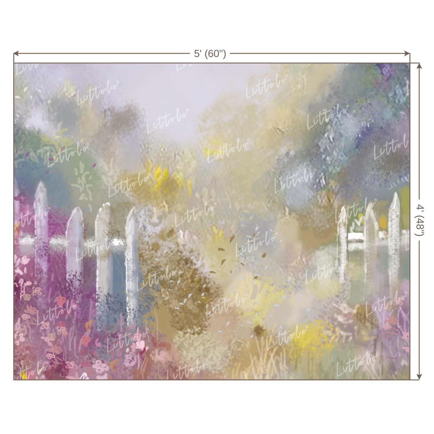 LB0105 Colourful Flowers Garden with Fences Theme Backdrop