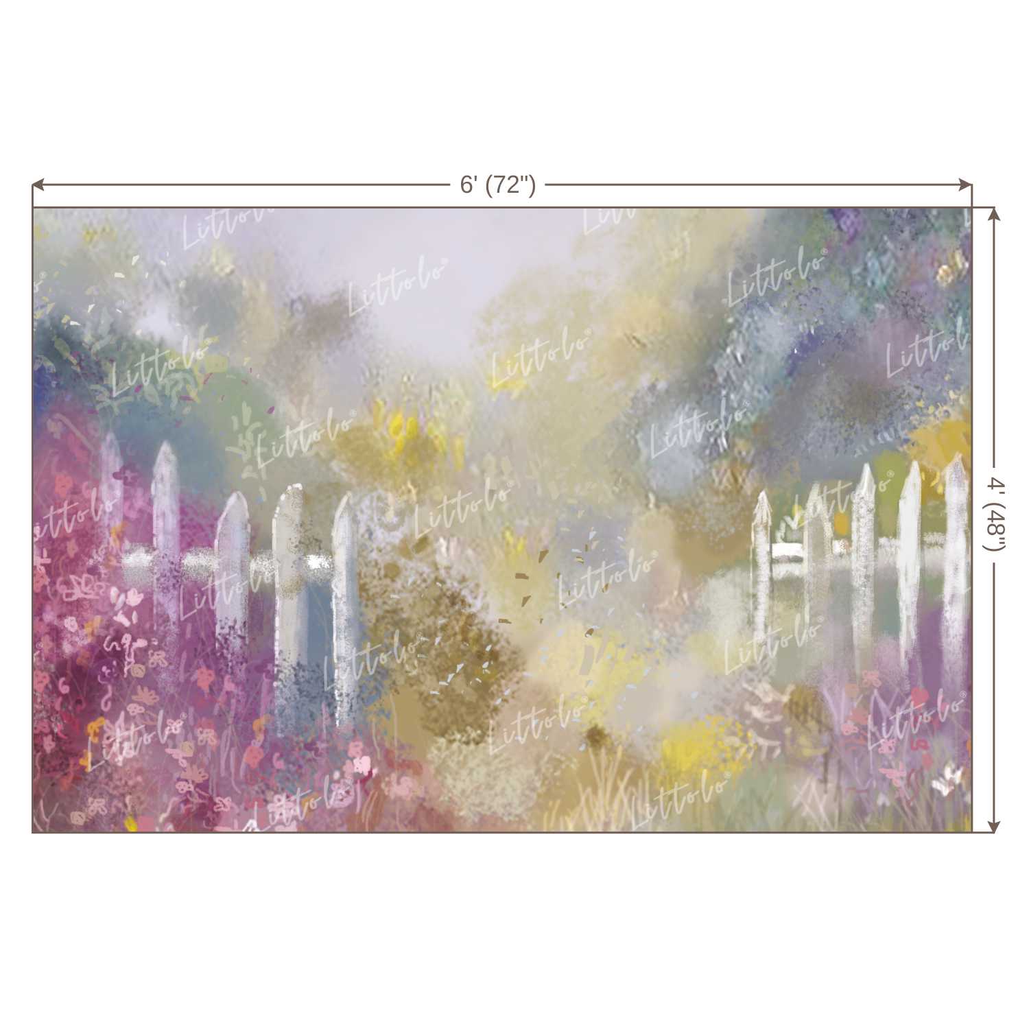 LB0105 Colourful Flowers Garden with Fences Theme Backdrop