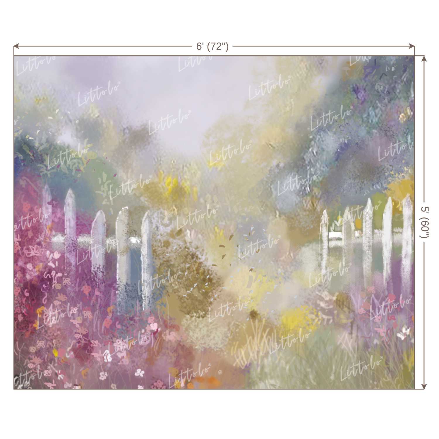 LB0105 Colourful Flowers Garden with Fences Theme Backdrop