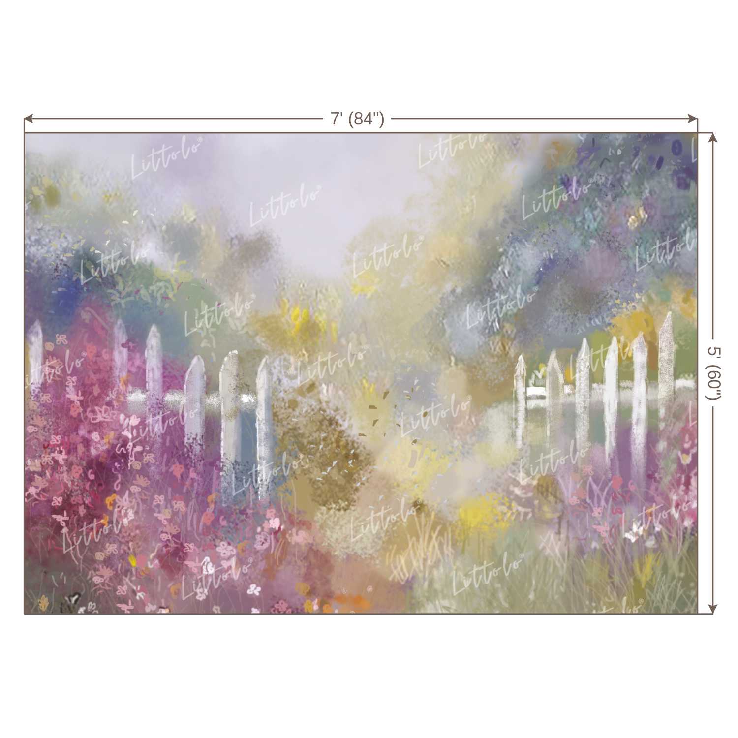 LB0105 Colourful Flowers Garden with Fences Theme Backdrop