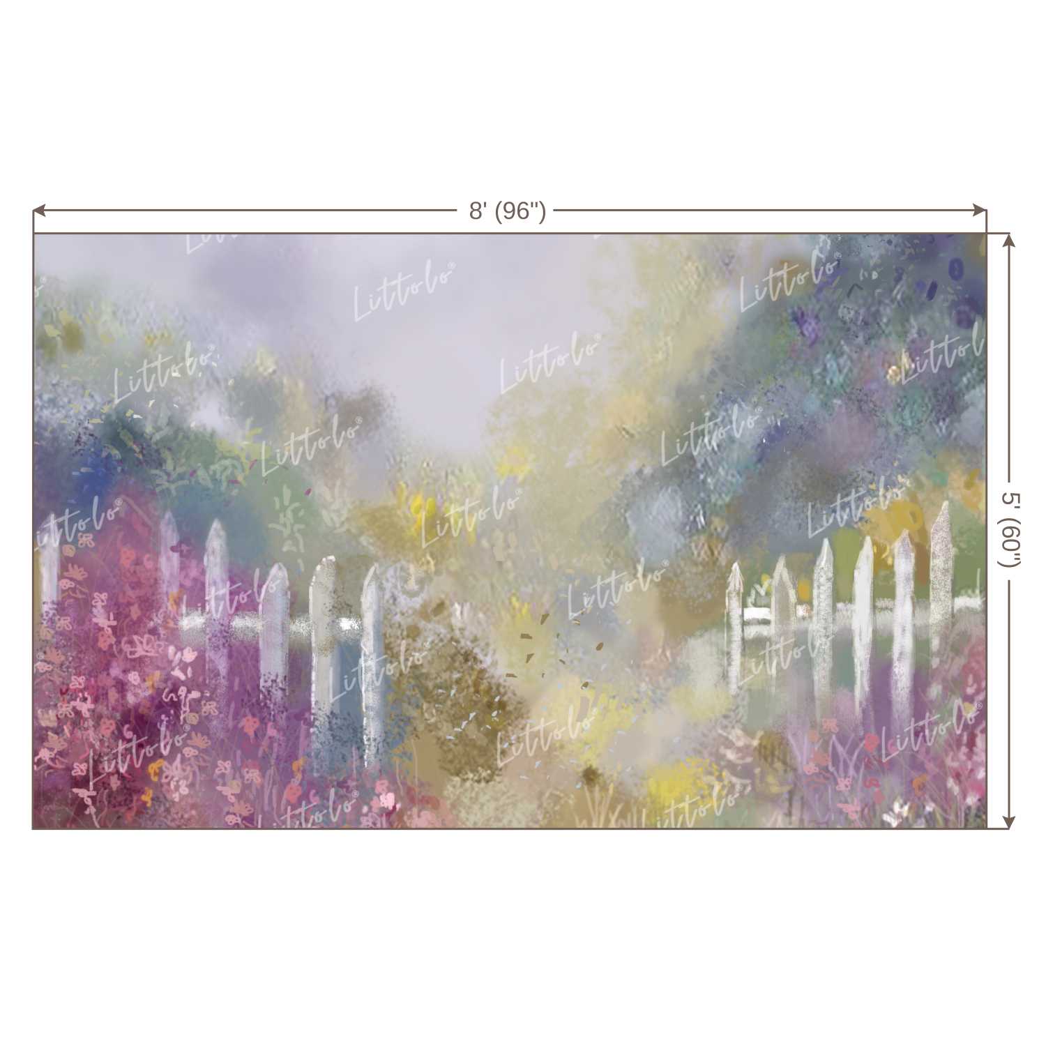 LB0105 Colourful Flowers Garden with Fences Theme Backdrop