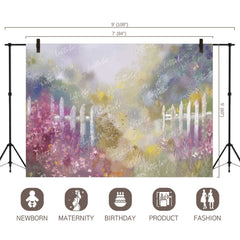 LB0105 Colourful Flowers Garden with Fences Theme Backdrop