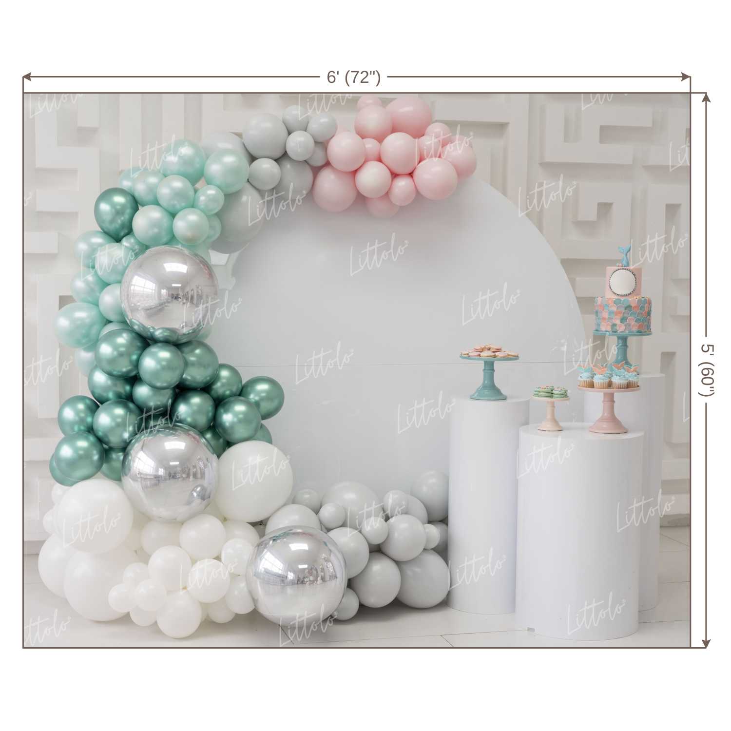 LB0141 Balloons and Cake Smash Backdrop