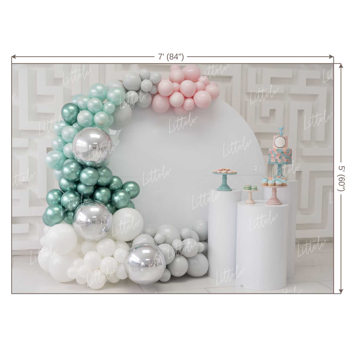 LB0141 Balloons and Cake Smash Backdrop